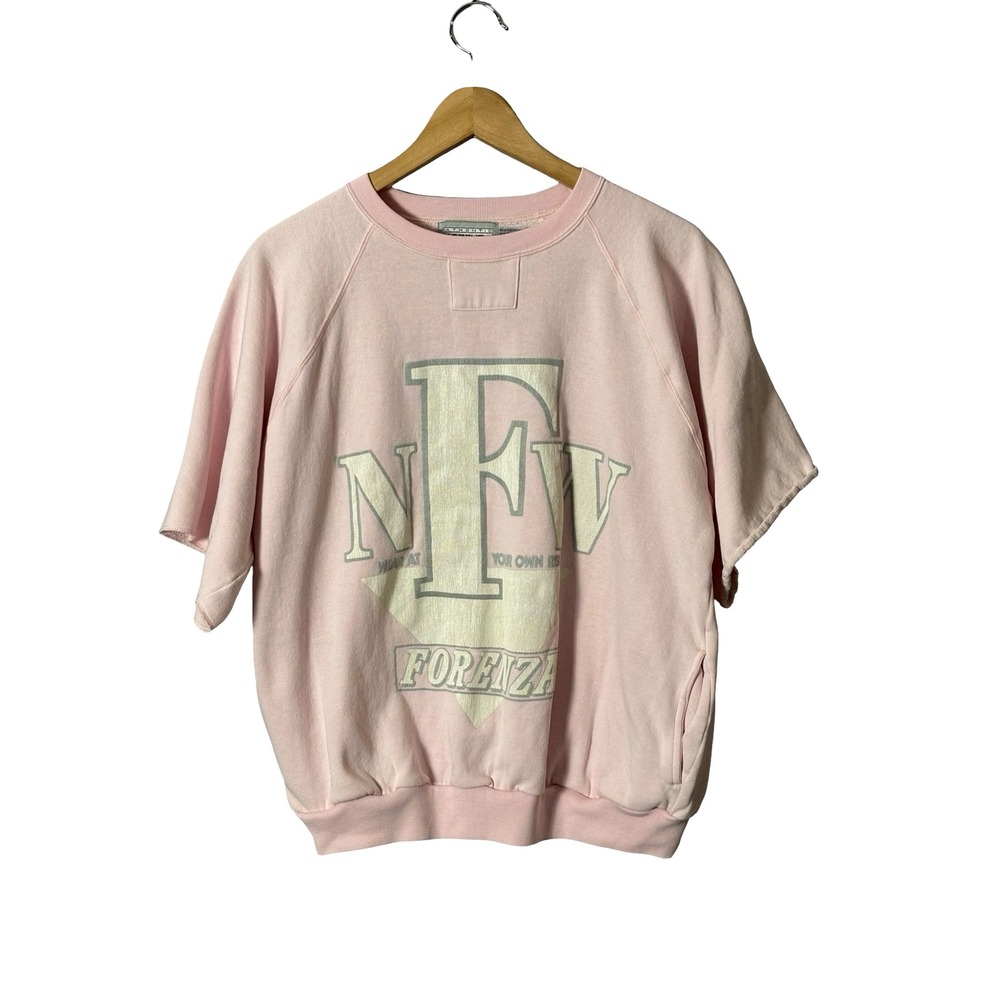 Vintage Forenza Sportswear Short Sleeve Sweatshirt Pink Graphic Medium